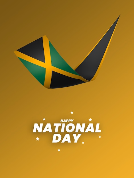 PSD jamaica flag element design national independence day banner ribbon psd