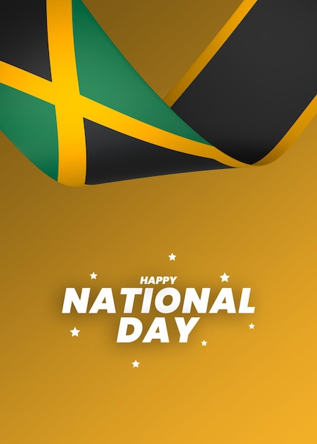 PSD jamaica flag element design national independence day banner ribbon psd