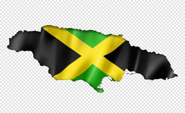 Jamaica flag map in three dimensional render isolated