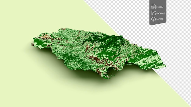 Jamaica topographic map 3d realistic map color 3d illustration