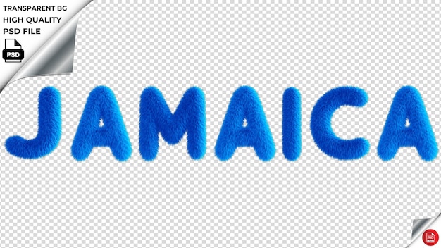 Ямайская типография синий пушистый текст psd прозрачный