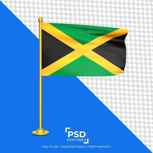 Jamaica waving flag set isolated on transparent background