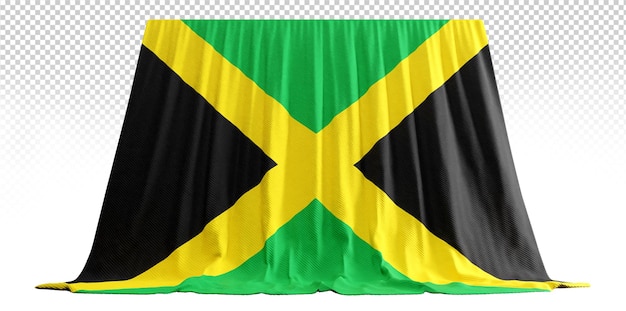 PSD jamaican flag curtain in 3d rendering celebrating jamaica's vibrant culture