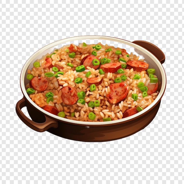 투명 배경에 고립 된 Jambalaya