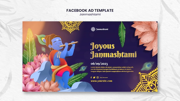 PSD template di facebook per la celebrazione di janmashtami