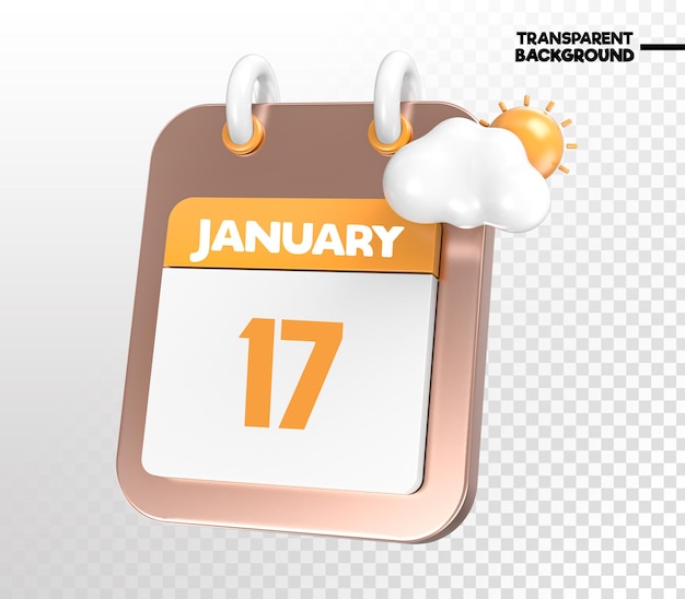 PSD january gold sunny windy heavy rain 3d icon