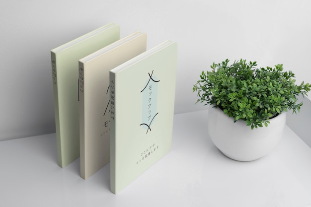 PSD japan boeken mockup in echte context