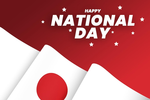 PSD japan flag design national independence day banner editable text and background