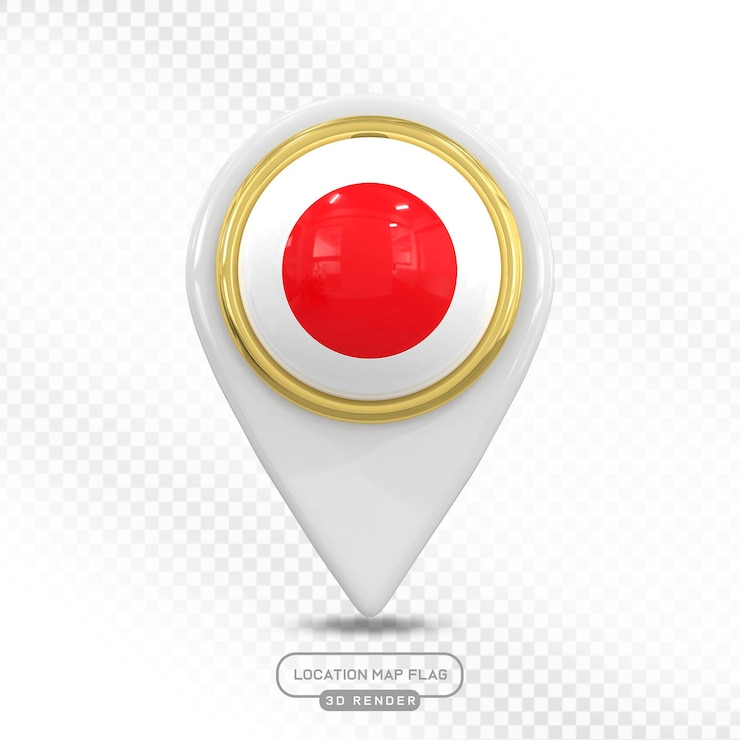 PSD japan location map flag 3d render