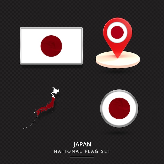 PSD japannationalflagmaplocationbadge要素の設計