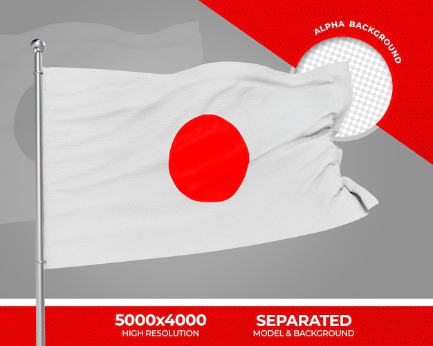 PSD japan realistische 3d getextureerde vlag voor compositie