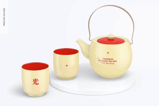 PSD japanese ceramic tea set mockup