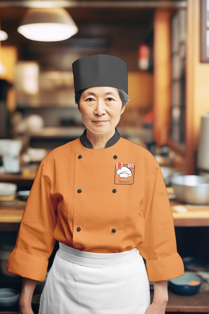 PSD japanese chef uniform mockup