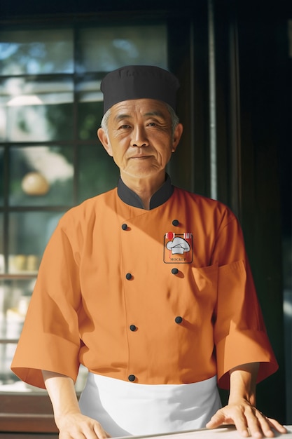 PSD japanese chef uniform mockup