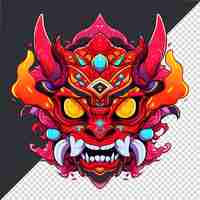 PSD japanese demonic oni mask colorful masked monster image