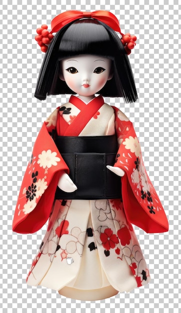 PSD japanese doll isolated on transparent background