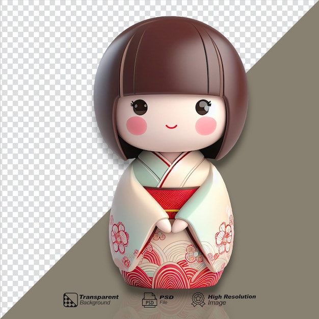 PSD 투명한 배경에 고립 된 일본 인형 kokeshi 3d