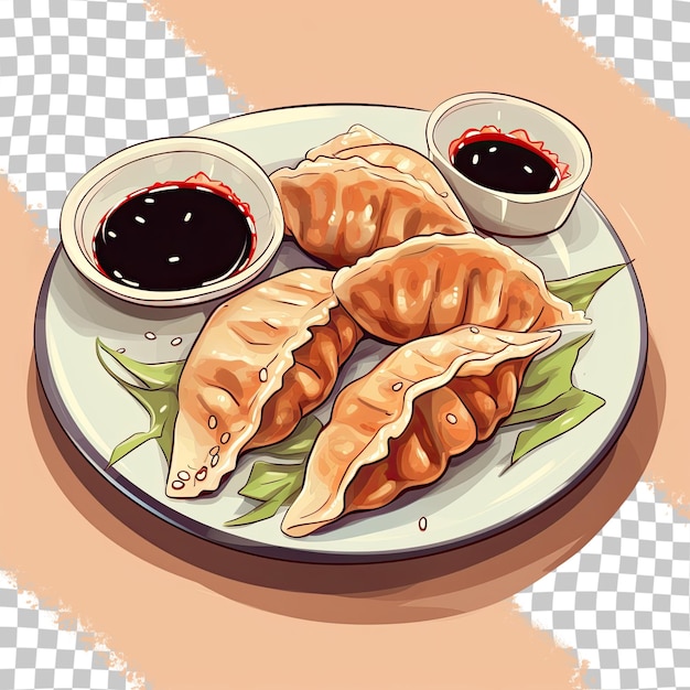 PSD japanese dumplings snack served with soy sauce