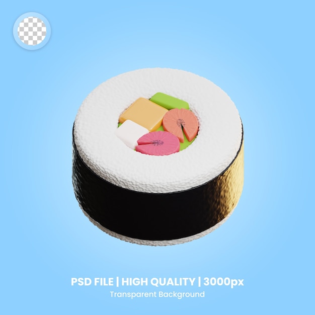 PSD japanese food 3d icon norimaki sushi