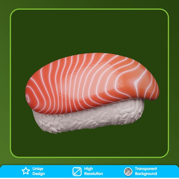 Insieme dell'icona dell'alimento giapponese 3d pesce dell'alimento asiatico