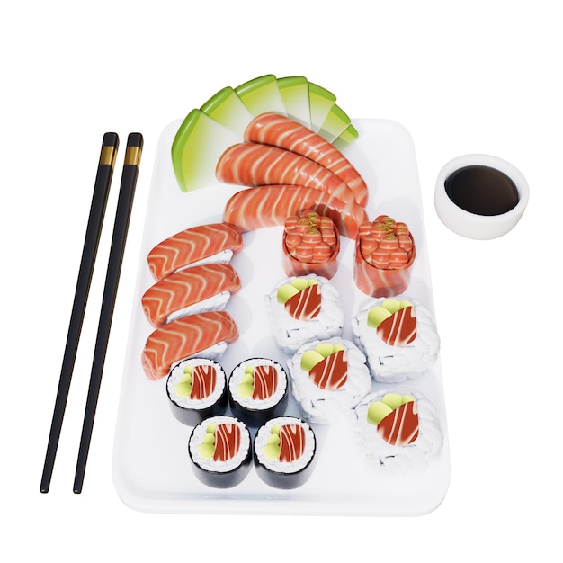 PSD japanese food 3d illustration