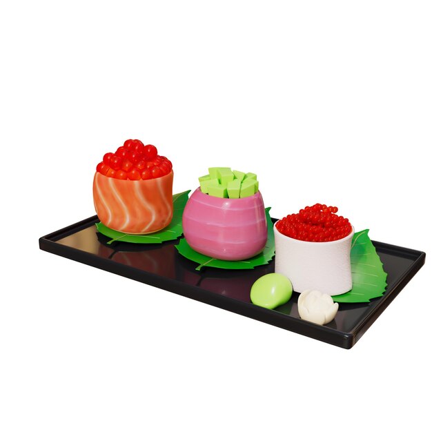 PSD japanese food 3d illustration