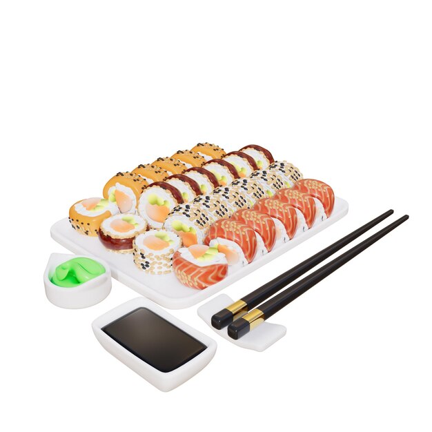 PSD japanese food 3d illustration