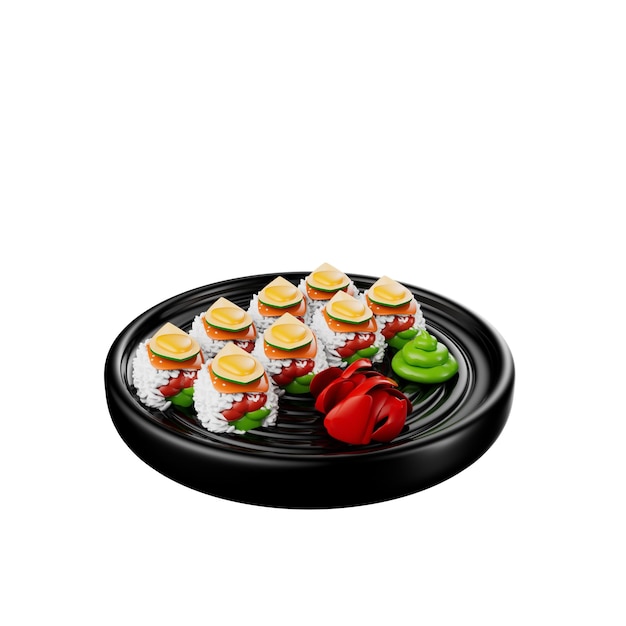 PSD japanese food 3d illustration