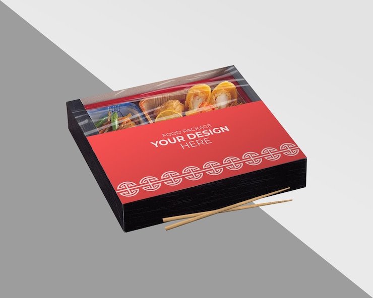 Premium PSD Japanese food box packaging mockupasian food box mockup