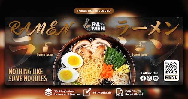 PSD japanese food ramen banner template