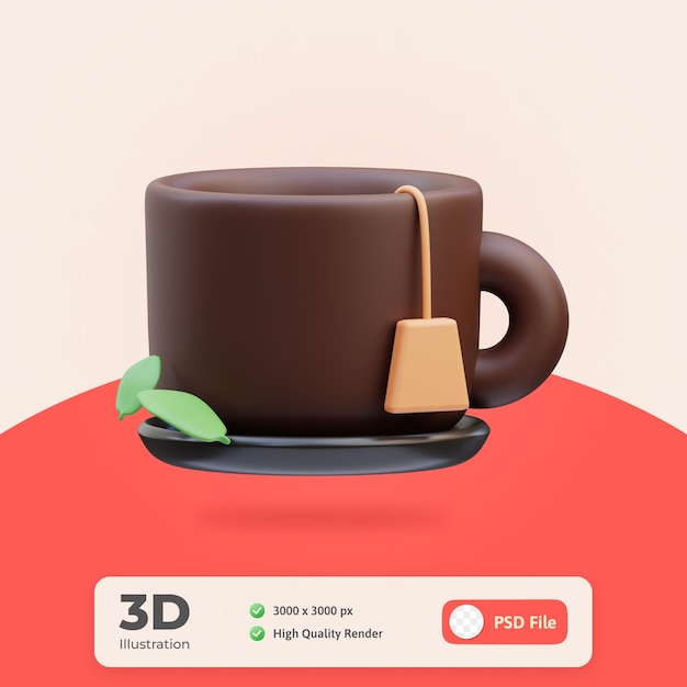 PSD Японская икона matcha cup 3d иллюстрация