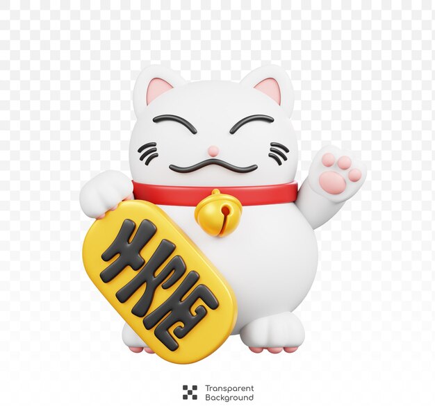 PSD japanese lucky cat isolated symbols icons and culture of japan 3d render