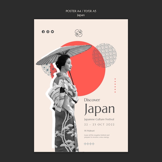 PSD japanese matsuri celebration poster template