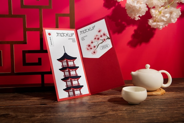 japanese new year invitation mockup
