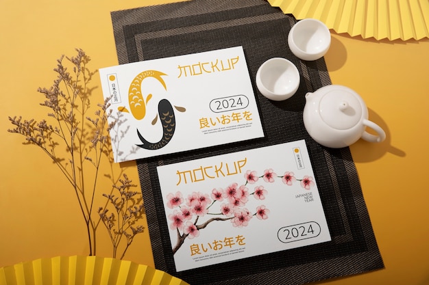 PSD japanese new year invitation mockup