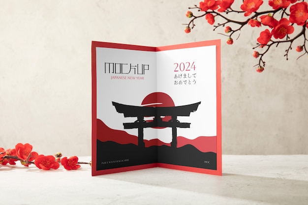 PSD japanese new year invitation mockup