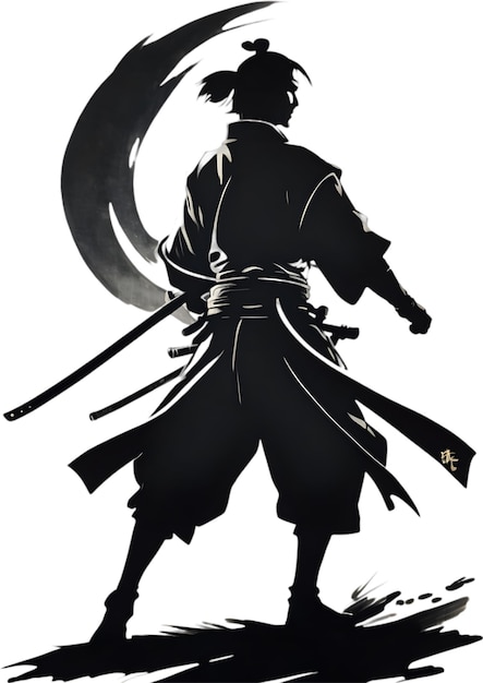 PSD japanese painting style of a samurai