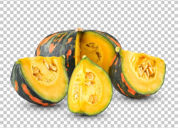 Japanese pumpkin with seed on white background