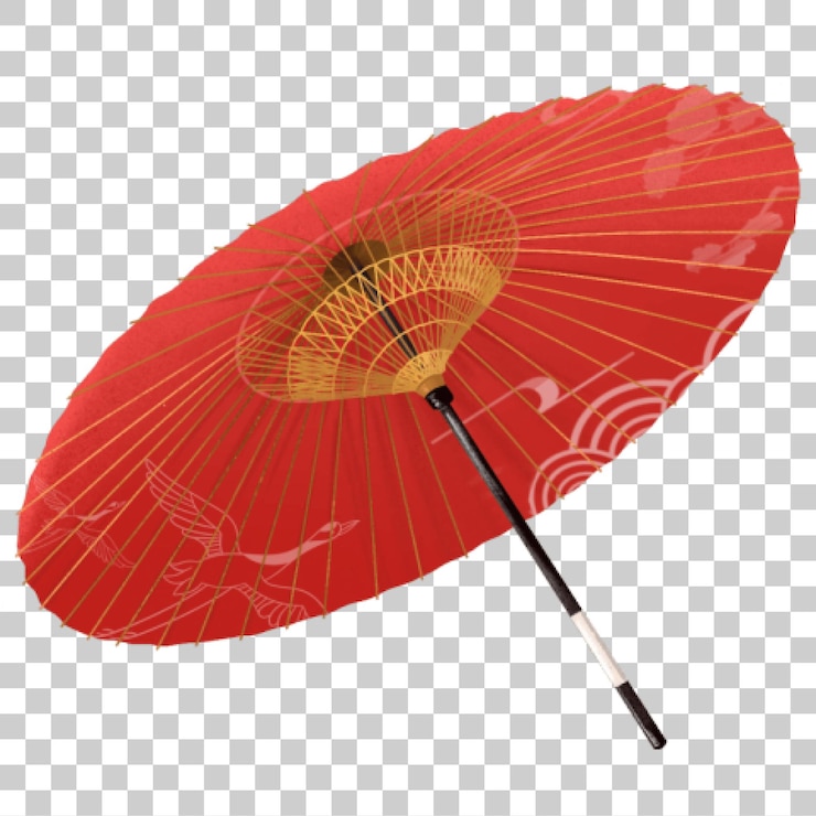 PSD japanese red crane umbrella