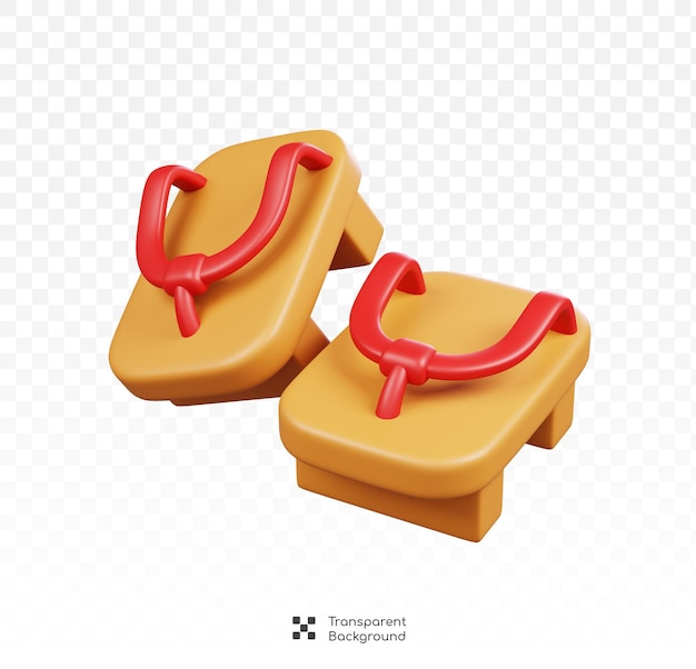 PSD japanese sandal isolated symbols icons and culture of japan 3d render