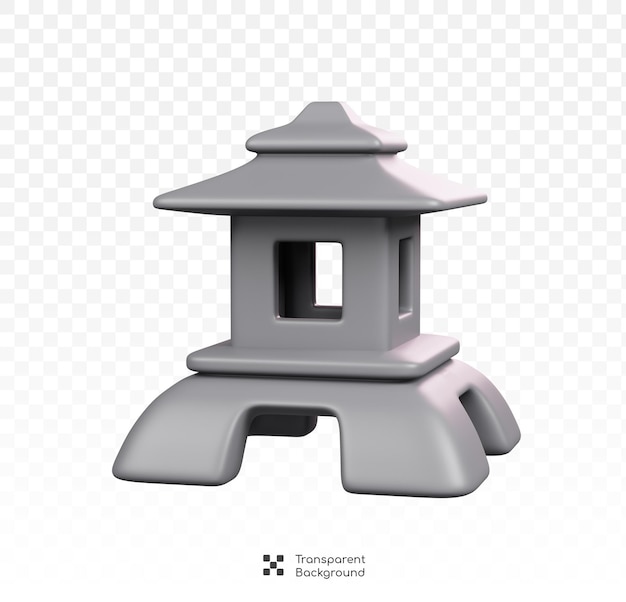 Japanese stone lantern isolated symbols icons and culture of japan 3d render