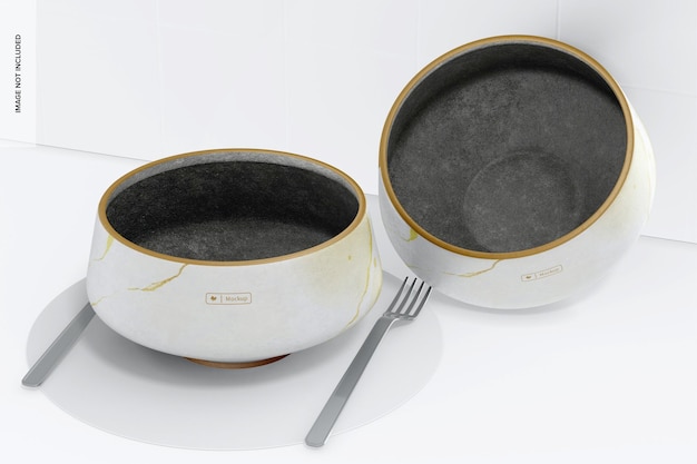 Japanese Style Bowls Mockup, Perspective