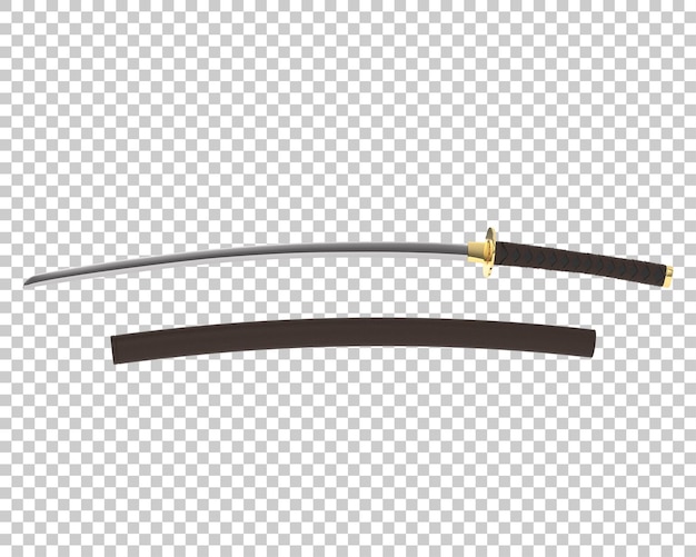 透明な背景の 3 d レンダリング図に分離された日本刀