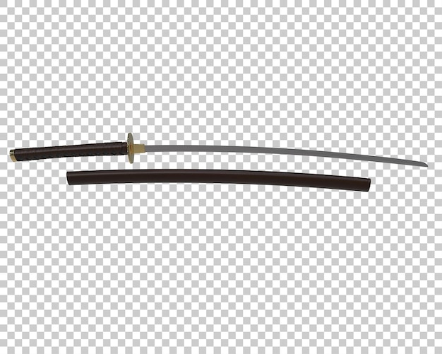 japanese sword isolated on transparent background 3d rendering illustration