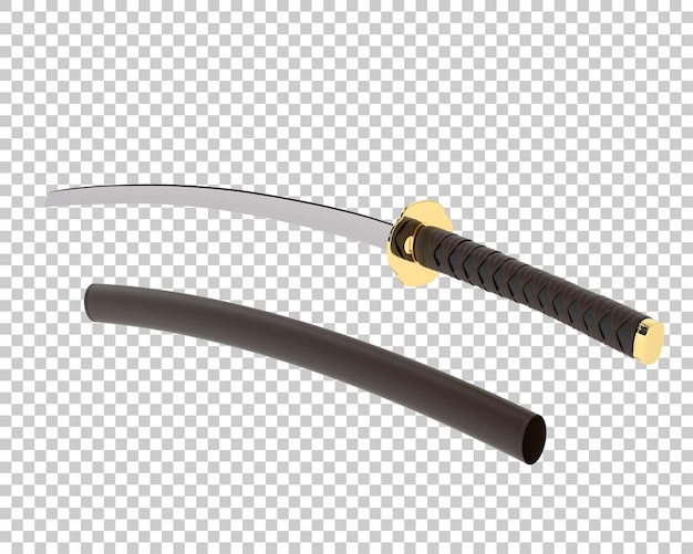 japanese sword on transparent background 3d rendering illustration