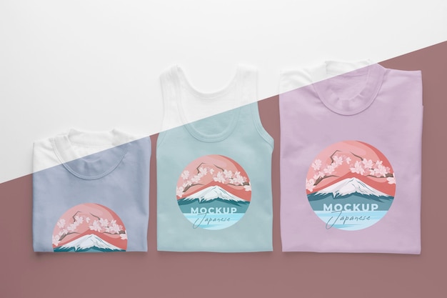 PSD disposizione mock-up di t-shirt giapponese