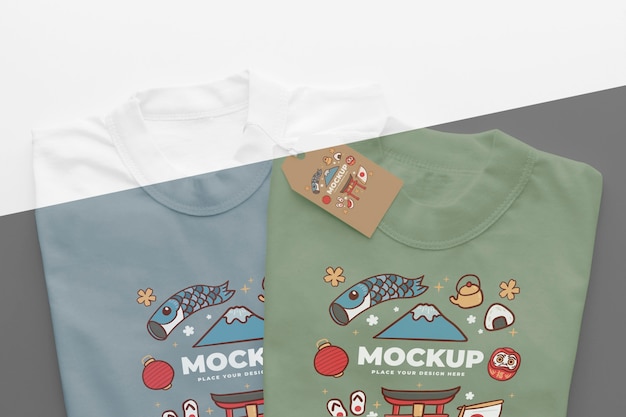 Japanese t-shirt mock-up assortment