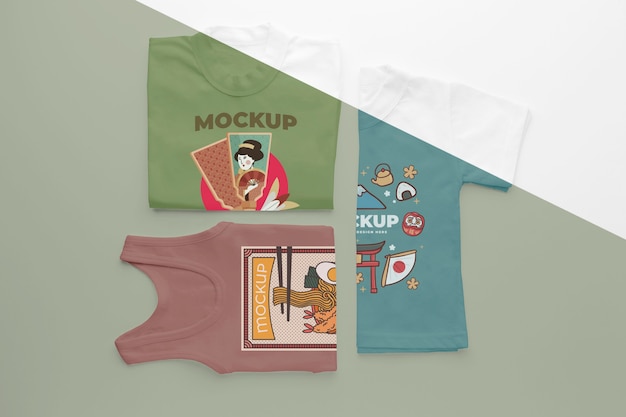 Assortimento di modelli di t-shirt giapponesi