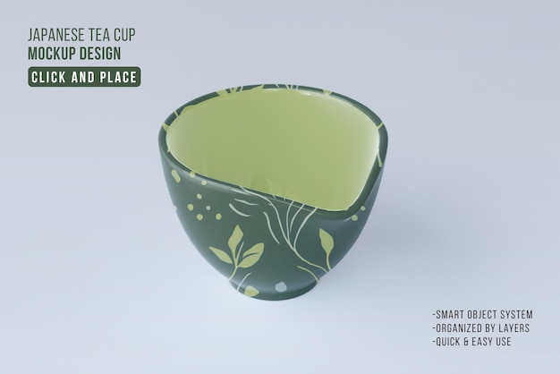 PSD modello di mockup di tazza da tè giapponese psd gratuito