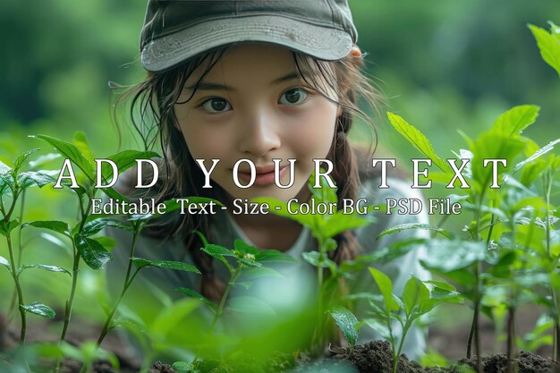 PSD a japanese teenage girl planting tree